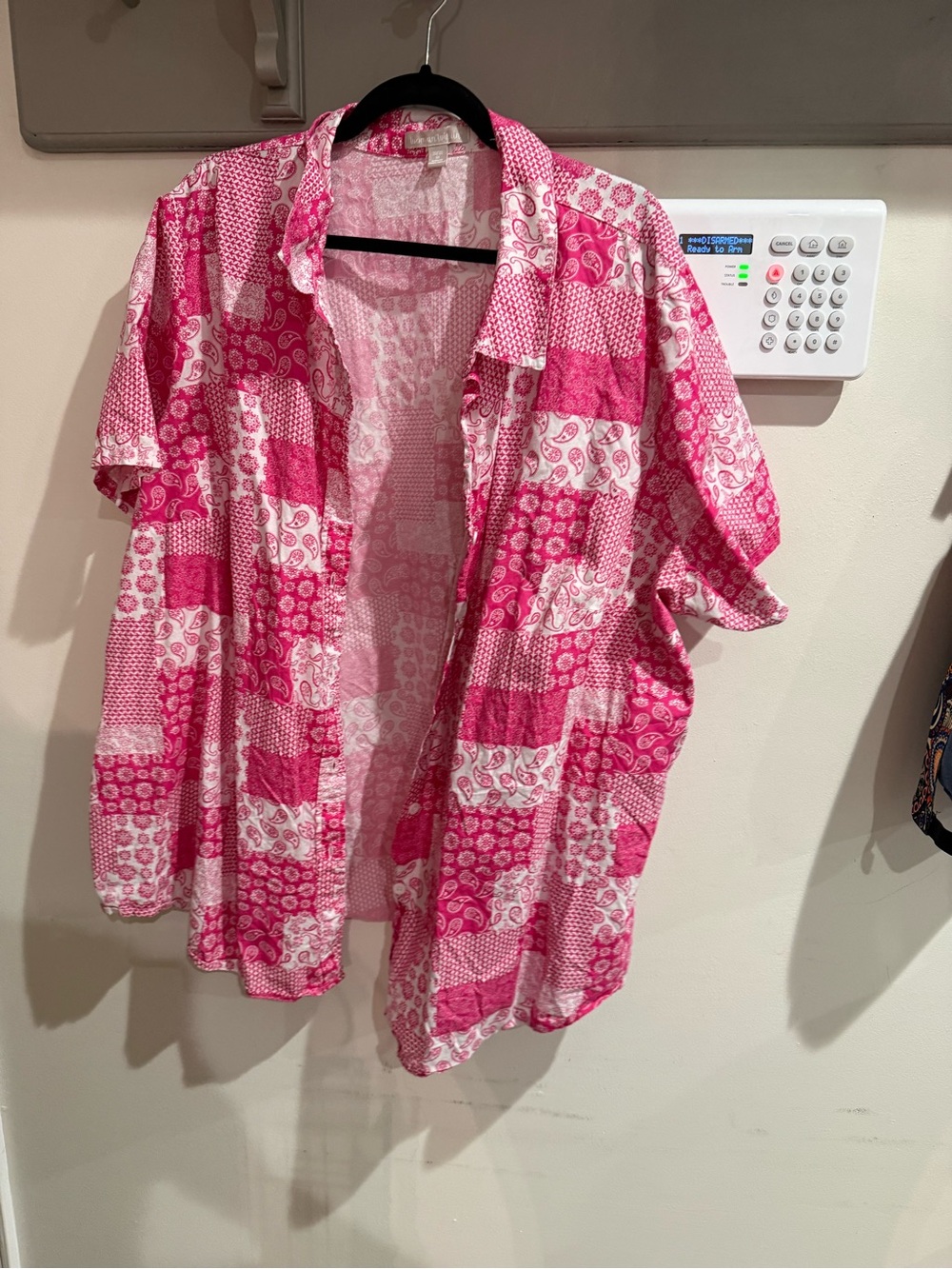 Woman Within Pink Patchwork Button-Front Kids Shirt